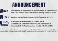 Public Hearing on the Amendments to the Implementing Rules and Regulations of the R.A No. 10055